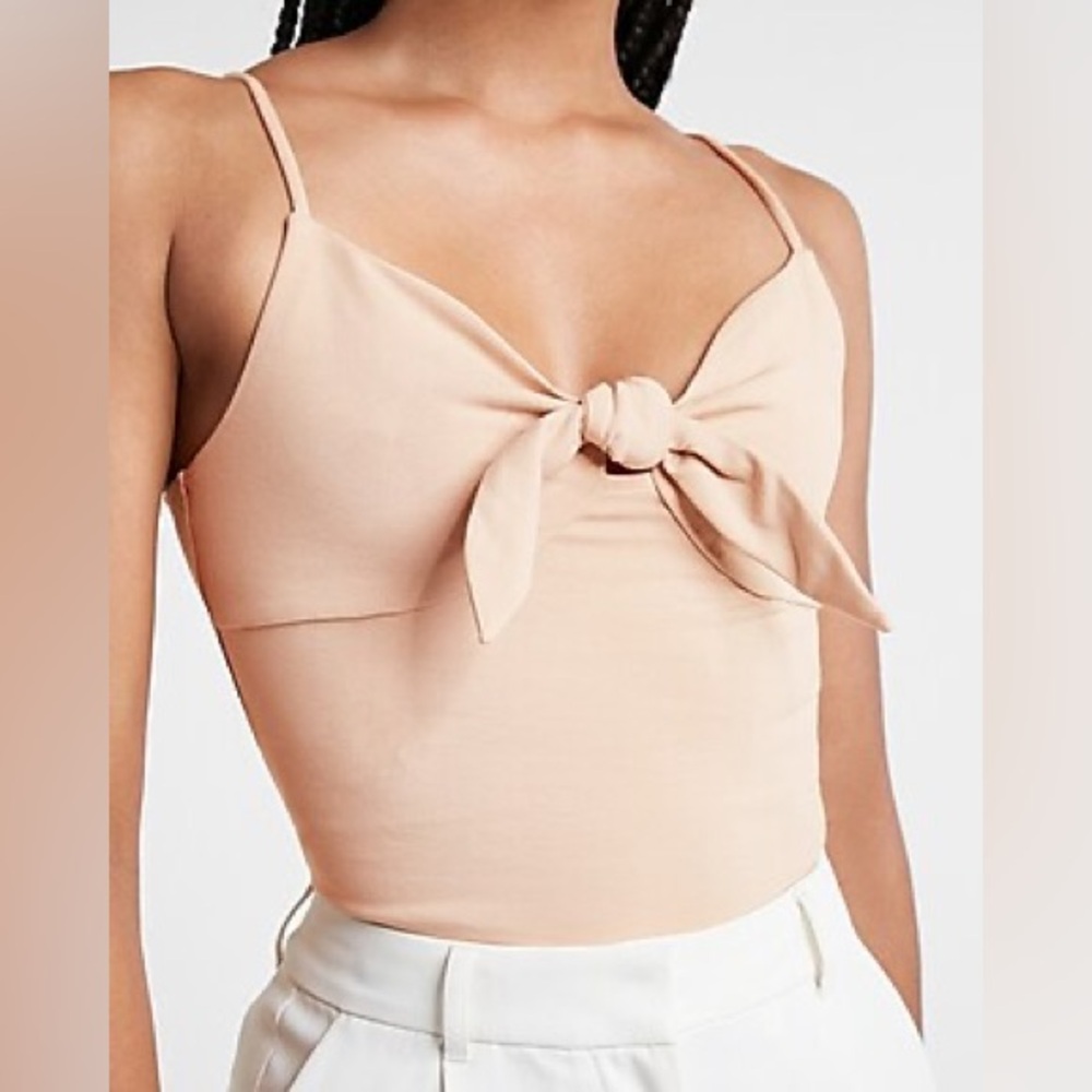 Express Tie Front Tank Top - Taupe Tan